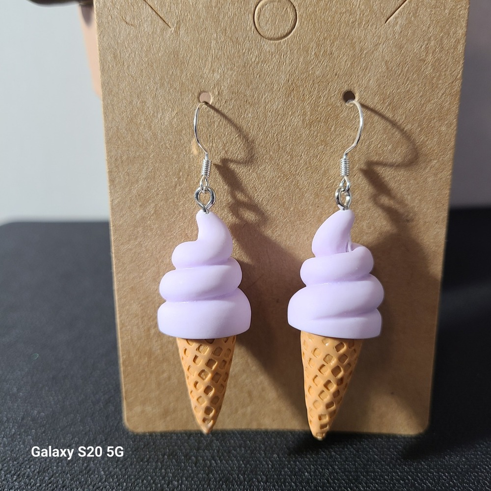 Handmade Ice Cream Cone Earrings Cute‎ Fun Novelty Food Dangle Drop Women NWOT